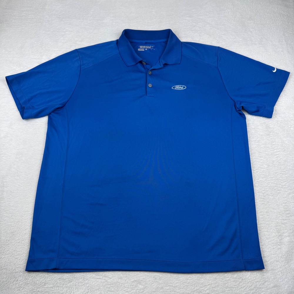 Nike Golf Polo Mens XL Blue Ford Logo Dri-FIT Short Sleeve 509167-491
